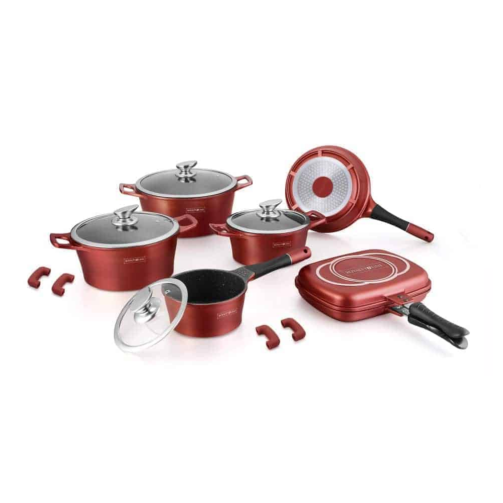 Cookware Chef Collection - Die Cast Alu - 14Pcs - BRUGUNDY - Royalty Line