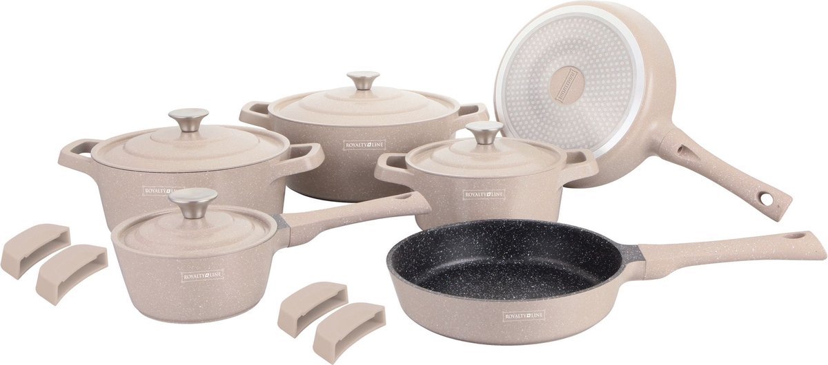 Cookware Set Die Cast Alu – 14Pcs – BEIGE – Royalty Line - Nour House